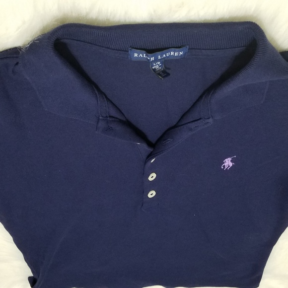 Ralph Lauren Navy Blue Polo with Purple - Picture 2 of 4